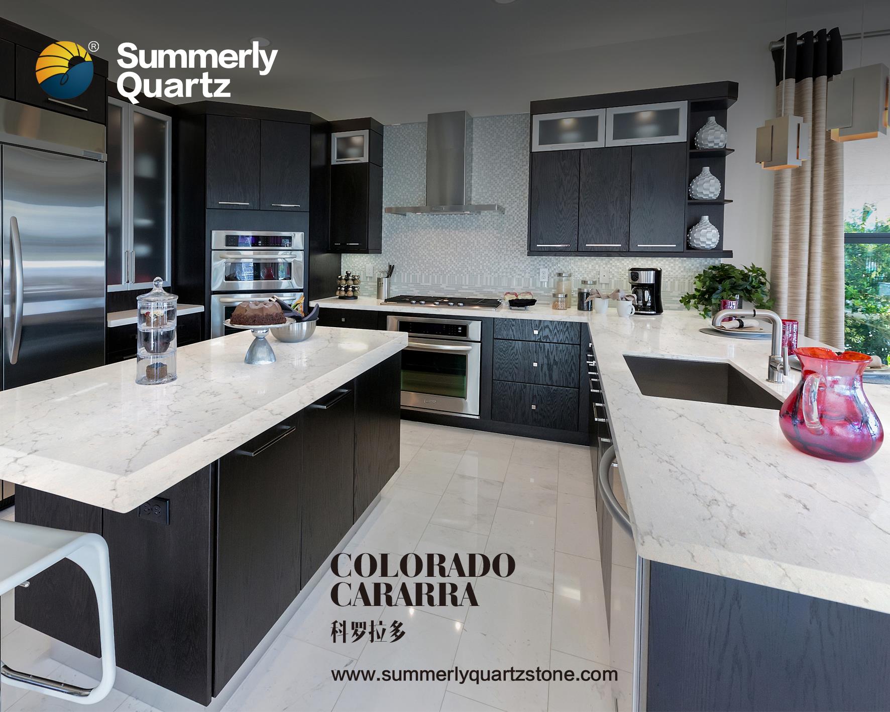 Carrara White Quartz Countertops Application